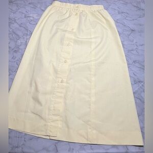 Butter Yellow Pale Canary Midi button down skirt Vintage XXS/XS waist 24” PANTER